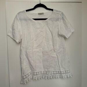 Terzo Millenio White Linen Top Lagenlook size small